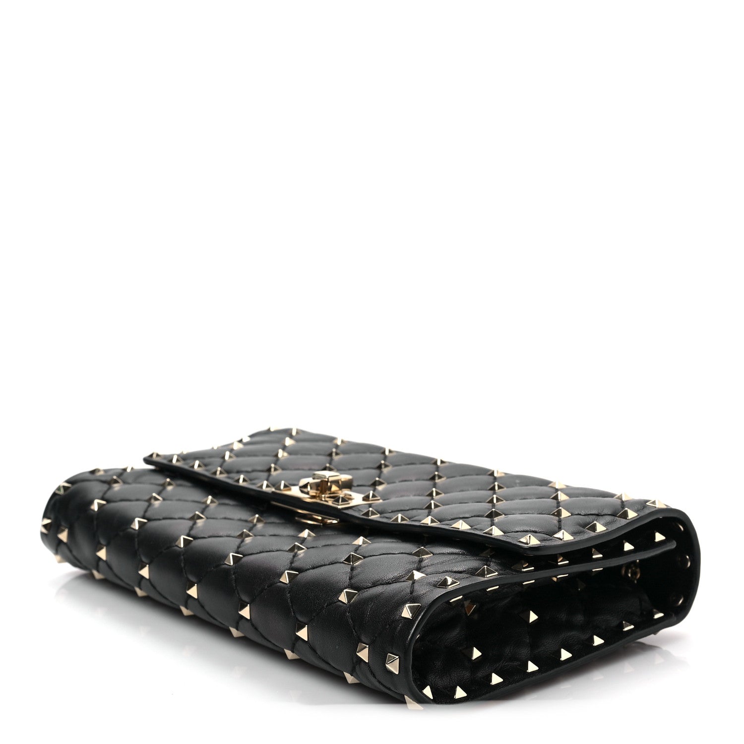 Valentino Garavani Lambskin Rockstud Spike Wallet on Chain Black 8 of 8