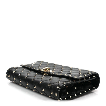 Valentino Garavani Lambskin Rockstud Spike Wallet on Chain Black 8 of 8