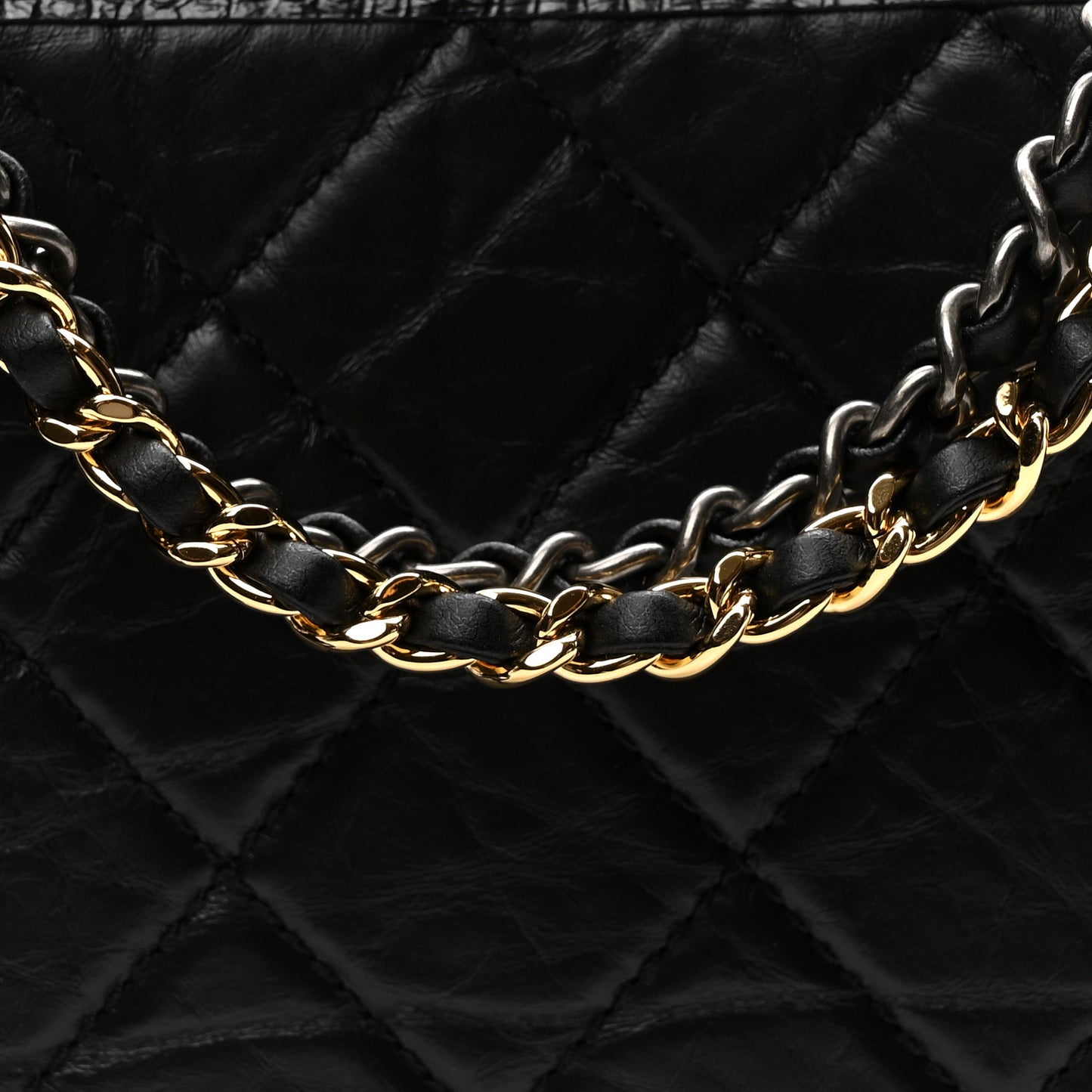 Aged Calfskin Quilted Small Gabrielle Hobo Black