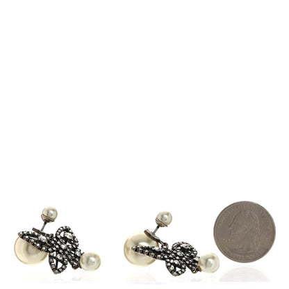 Christian Dior Crystal Pearl Butterfly Drop Earrings White 2 of 5