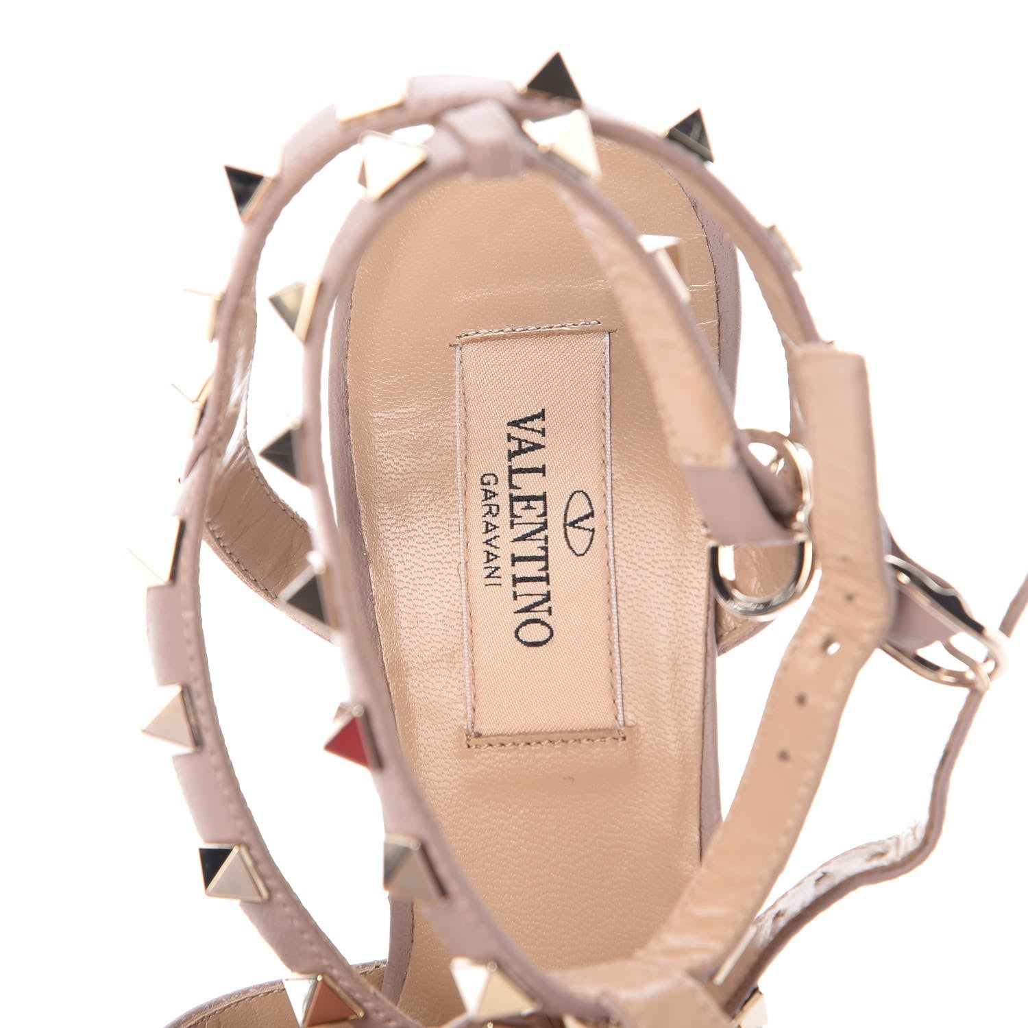 Valentino Garavani Patent Rockstud Ankle Strap Low Heel Pumps 35.5 Grey Poudre 6 of 8