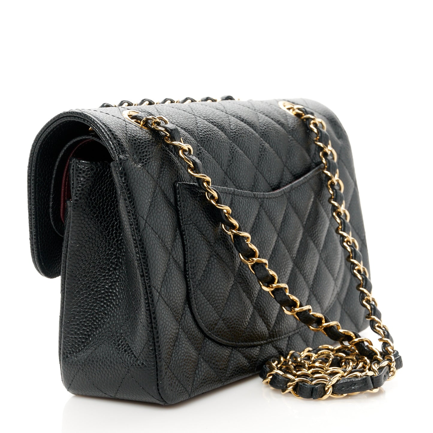 Caviar Quilted Small Double Flap Black