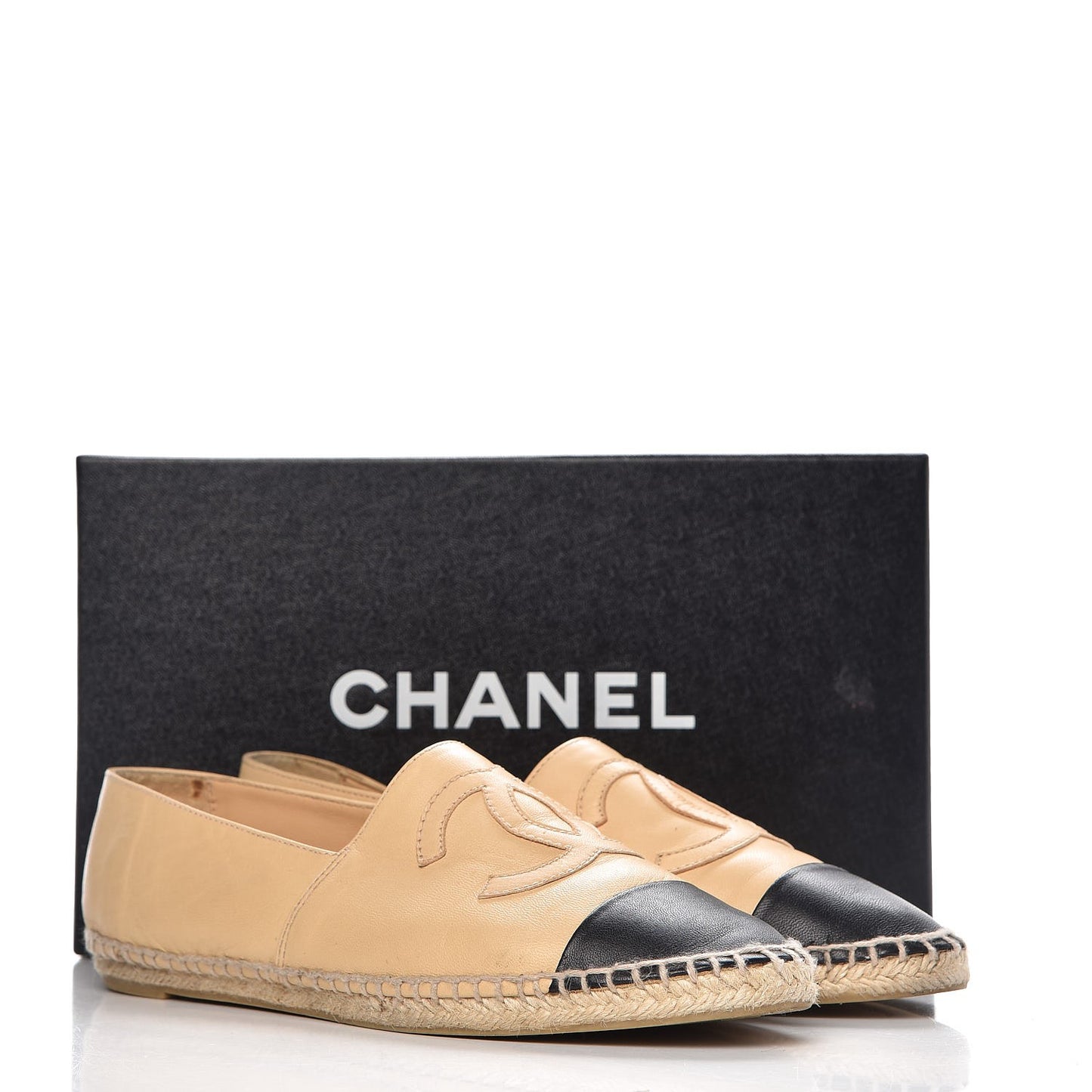 Lambskin CC Espadrilles 40 Beige Black