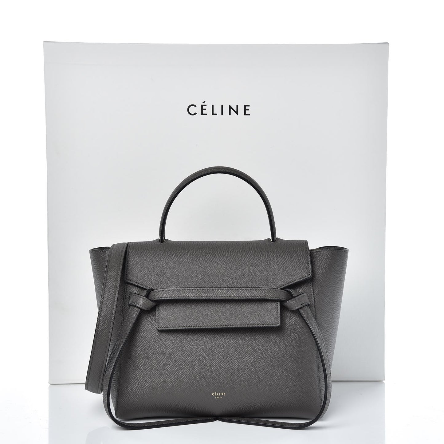 Grained Calfskin Micro Belt Bag Grey