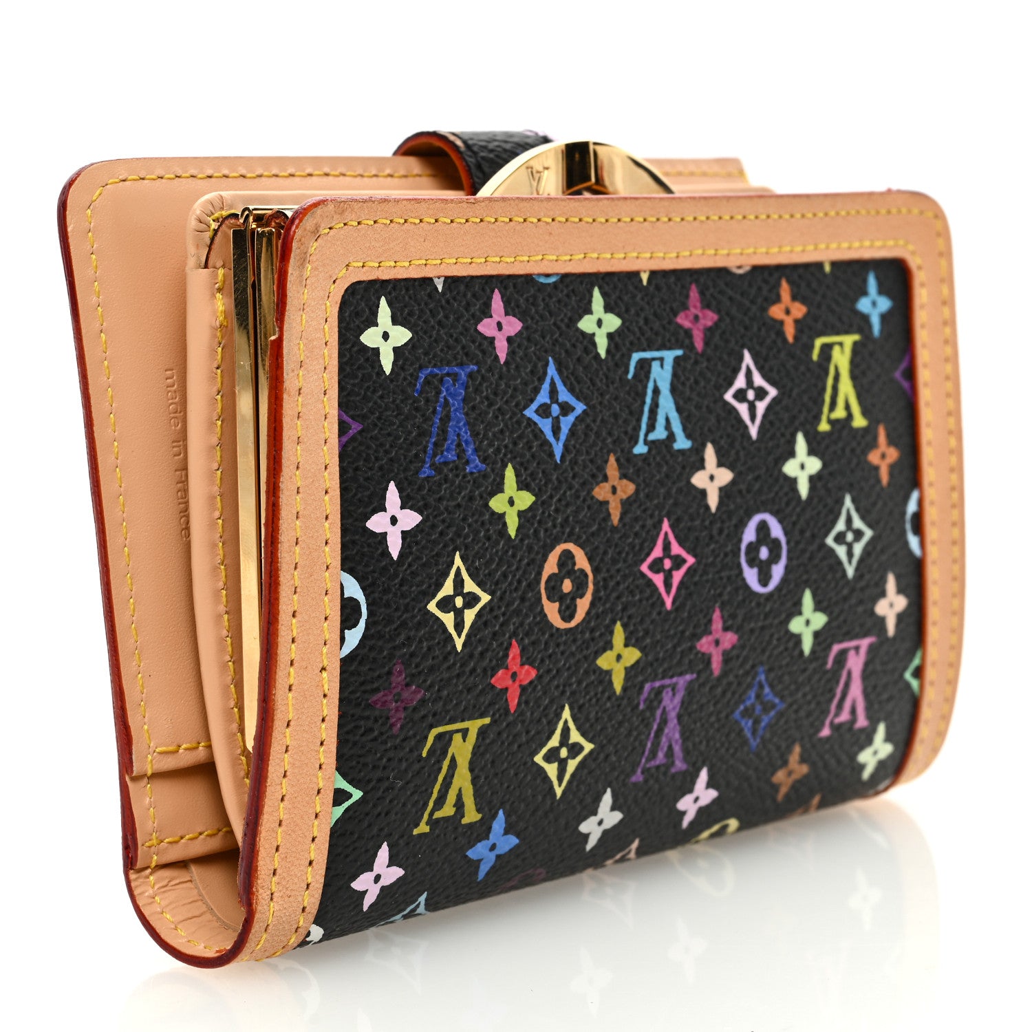 Louis Vuitton Monogram Multicolor French Purse Wallet Black 3 of 6