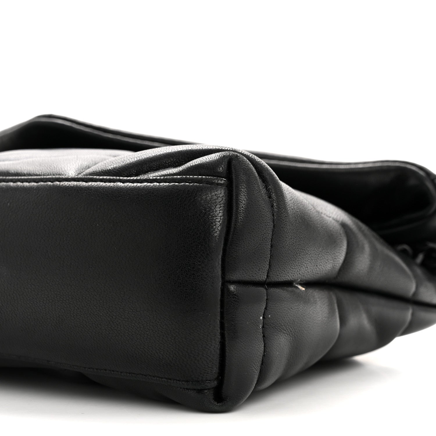 Saint Laurent Lambskin Quilted Toy Loulou Puffer Monogram Monochrome Chain Satchel Black 10 of 12
