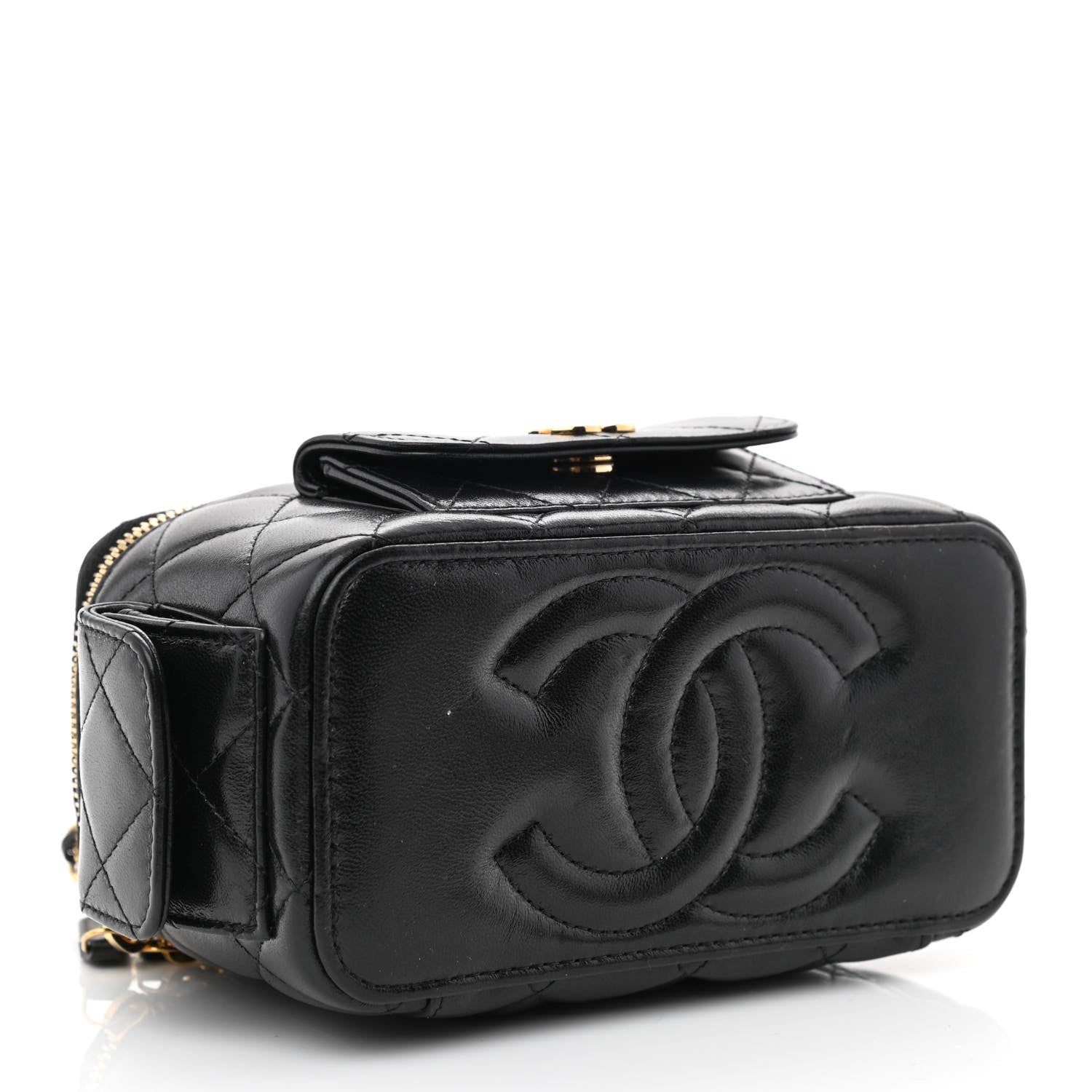 Chanel Lambskin Quilted Polly Pocket East West Top Vanity With Chain Black 4 of 10