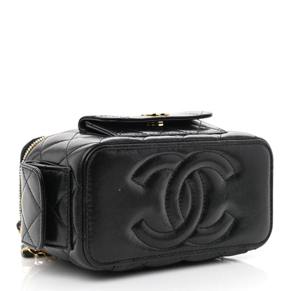 Chanel Lambskin Quilted Polly Pocket East West Top Vanity With Chain Black 4 of 10
