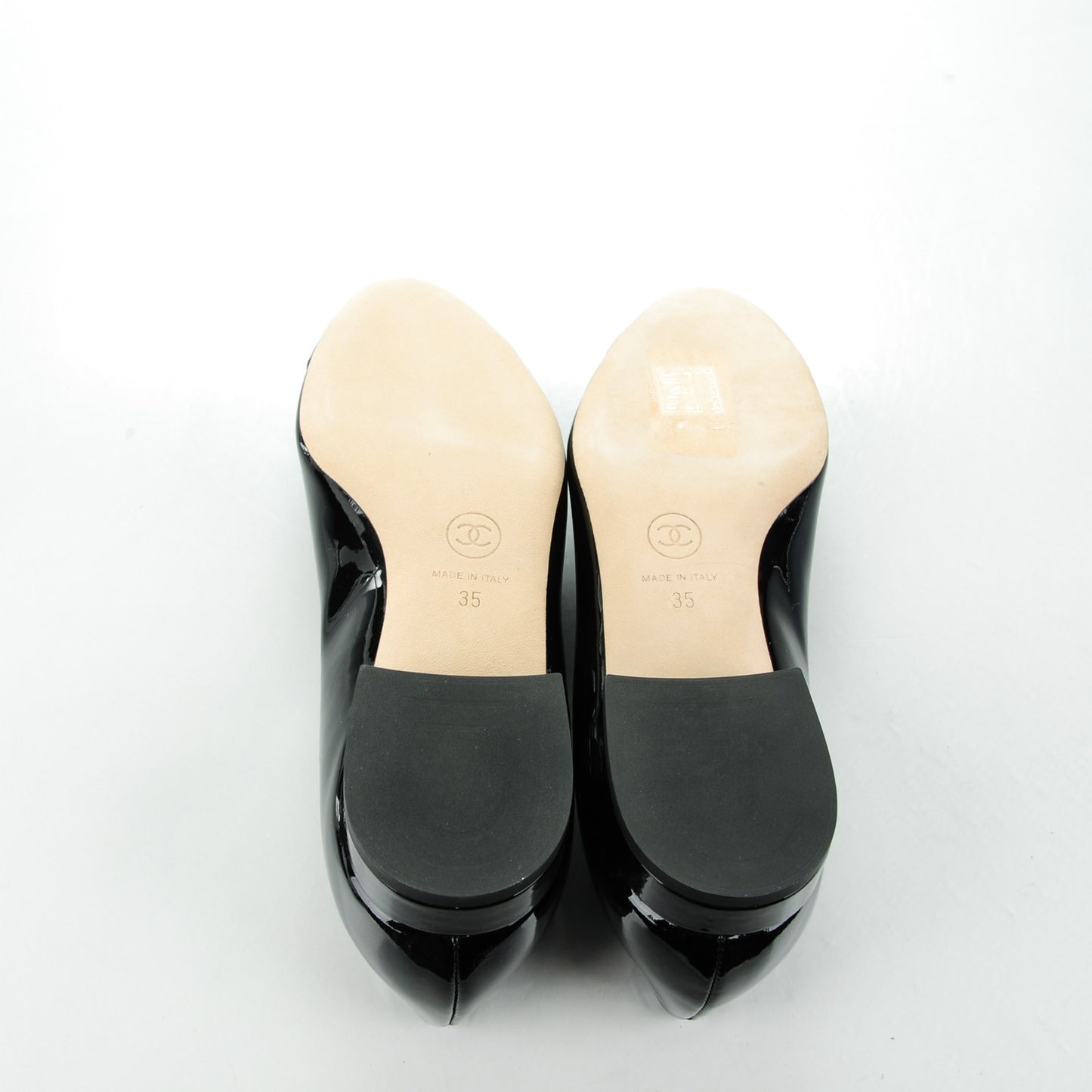 Patent Calfskin CC Cap Toe Flats 35 Black