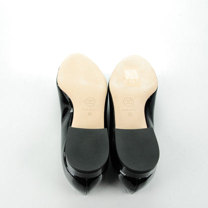 Chanel Patent Calfskin CC Cap Toe Flats 35 Black 5 of 7