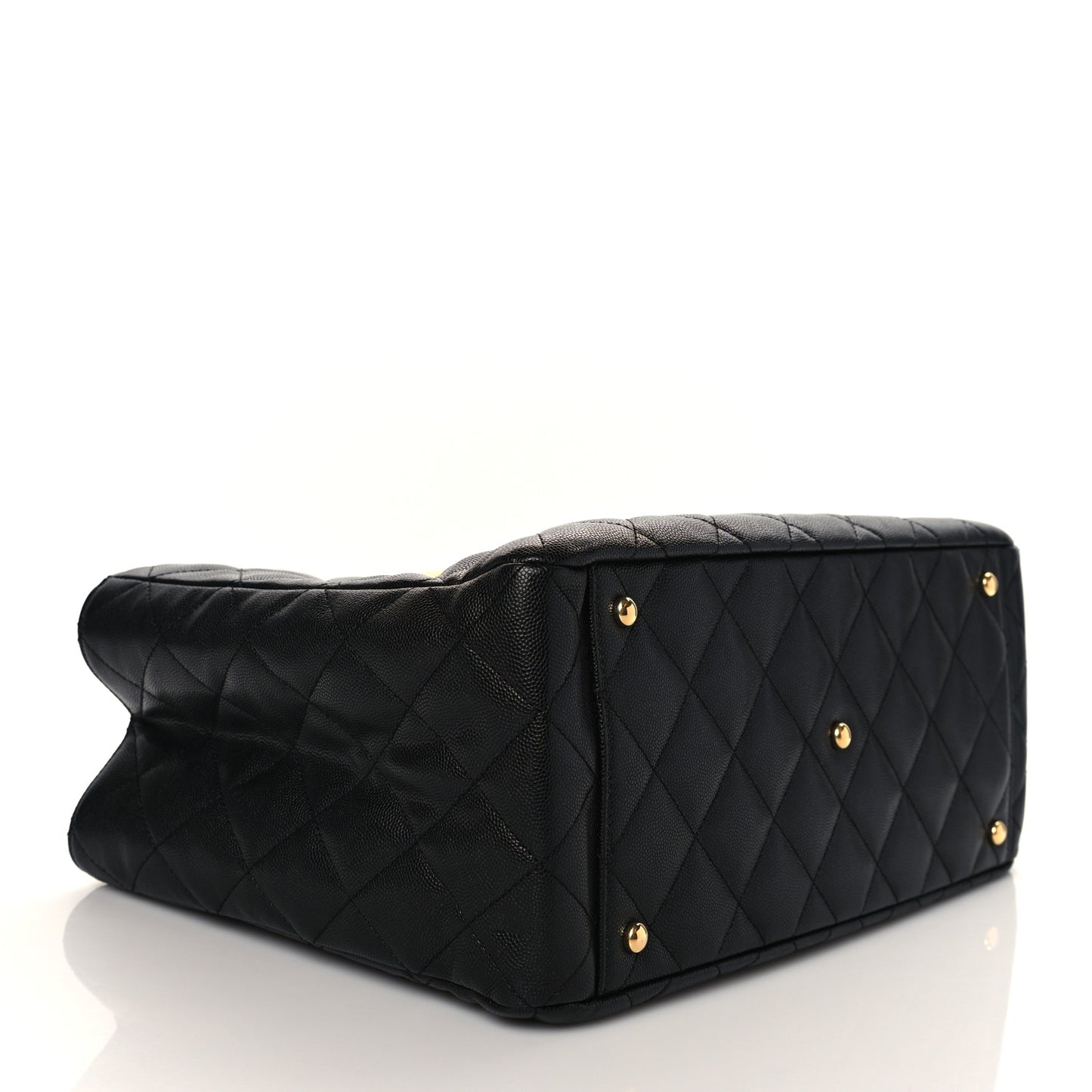 Caviar Quilted Chain Shopping Tote Black