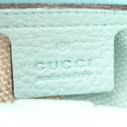 Gucci Raffia Calfskin Small Bamboo Shopper Tote Blue 7 of 11