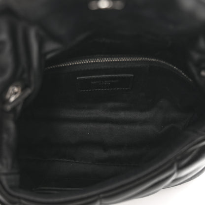 Saint Laurent Lambskin Quilted Toy Loulou Puffer Monogram Chain Satchel Black 6 of 10
