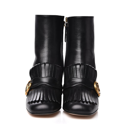 Gucci Malaga Kid GG Marmont Fringe 75mm Ankle Boots 39 Black 2 of 8