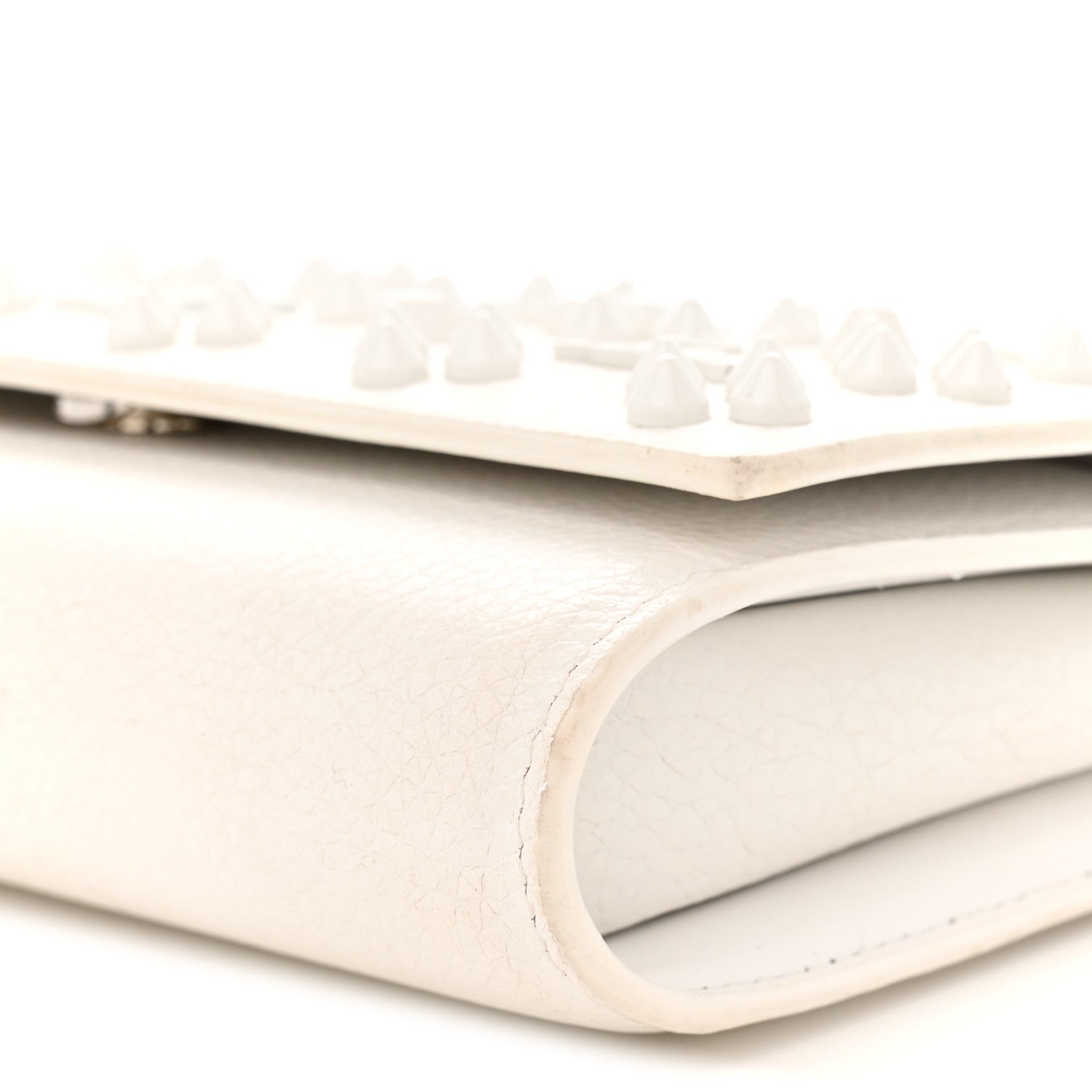 Christian Louboutin Calfskin Spikes Loubinthesky Paloma Wallet On Chain White 9 of 11