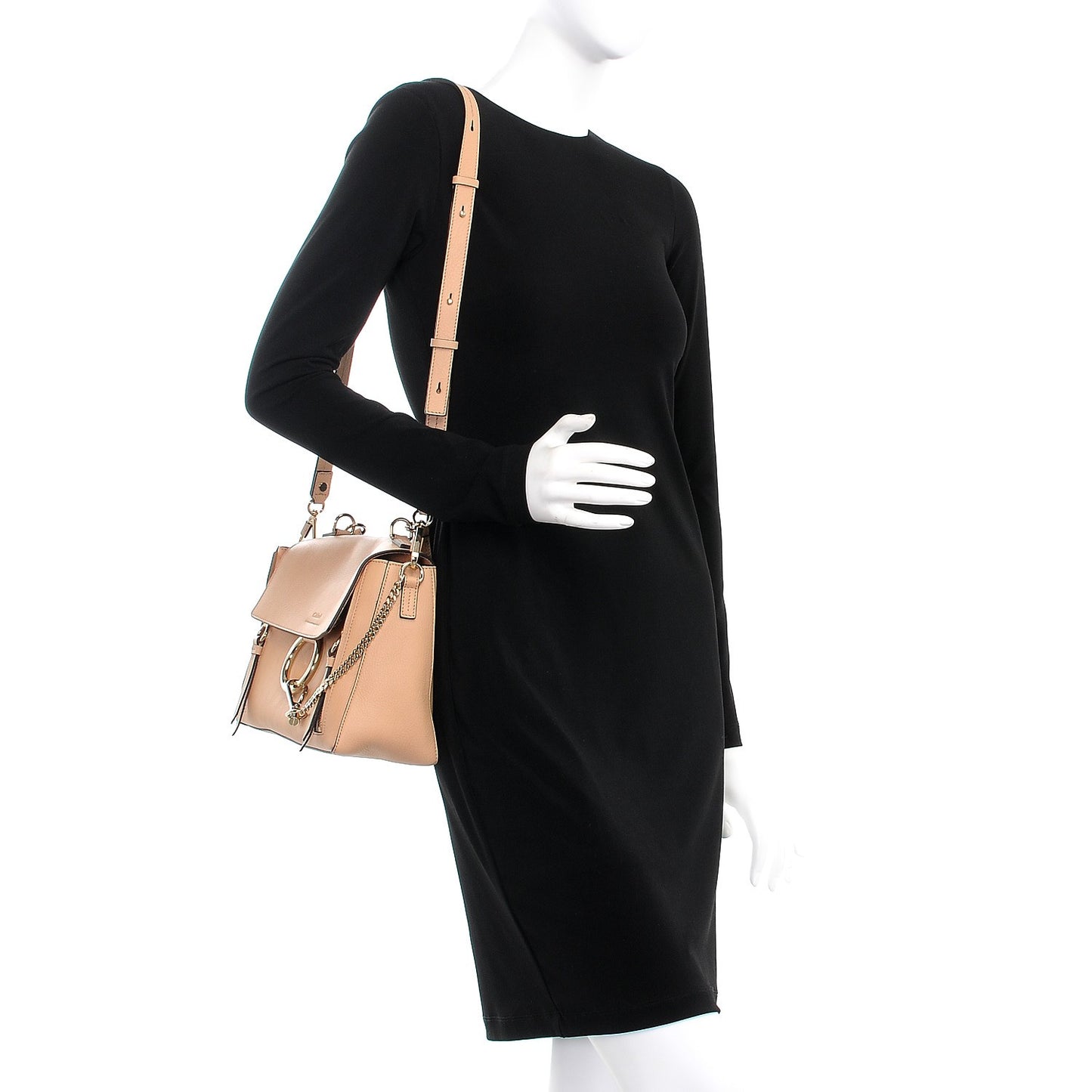 Calfskin Small Faye Day Shoulder Bag Blush Nude