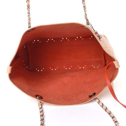 Chanel Perforated Grained Calfskin Small Shopping Tote Light Coral 9 of 29