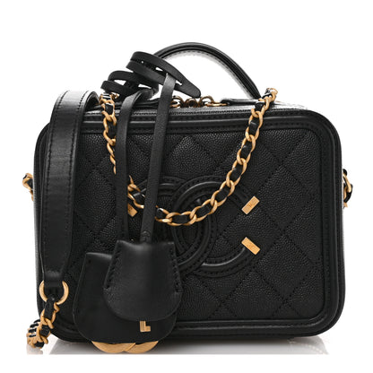 Chanel Caviar Quilted Small CC Filigree Vanity Case Black 1 of 10