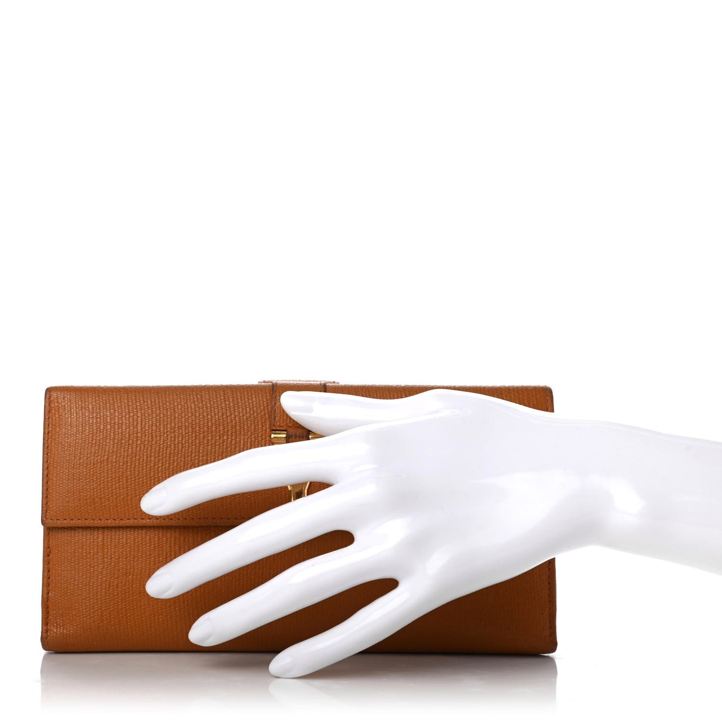 Textured Calfskin Y Ligne Clutch Tobacco