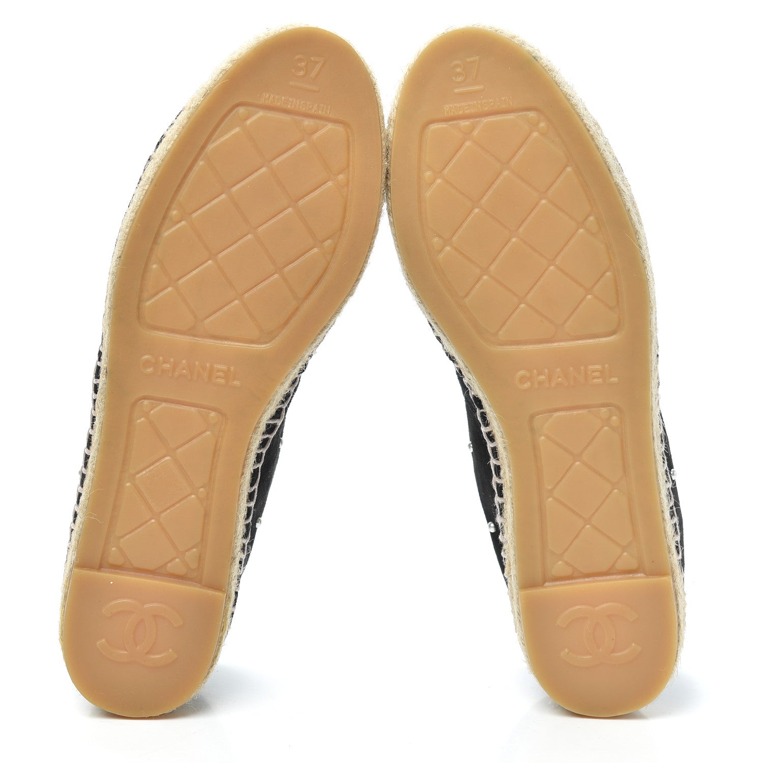 Chanel Suede Pearl CC Espadrilles 37 Black 7 of 7