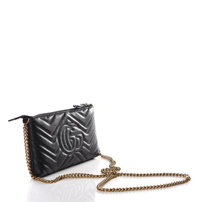 Gucci Calfskin Matelasse Mini GG Marmont Chain Bag Black 2 of 9