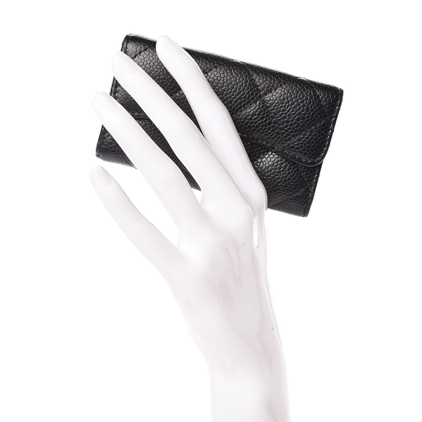 Caviar Quilted 6 Key Holder Black