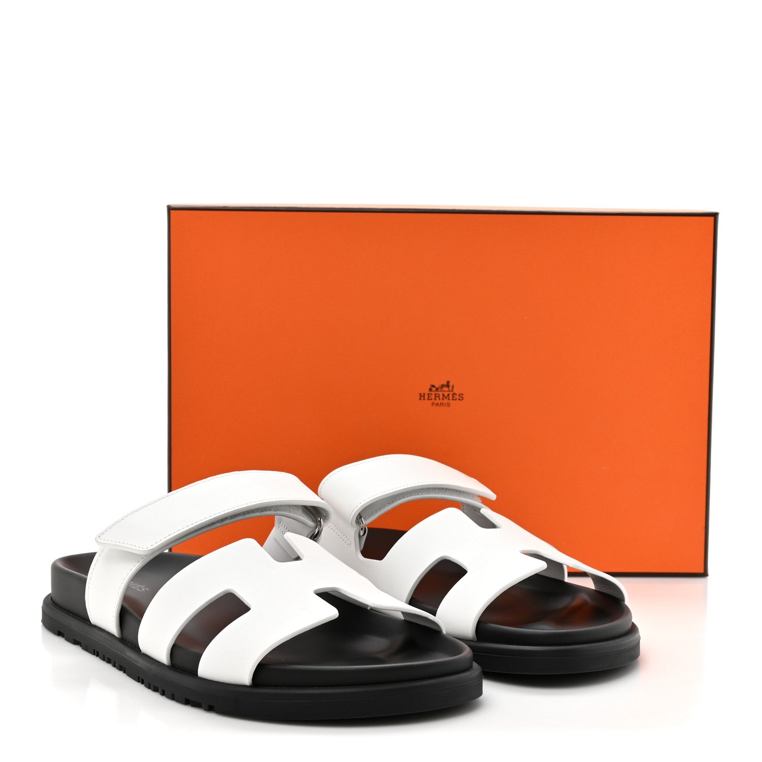 Hermes Calfskin Womens Chypre Sandals 38 White 8 of 8