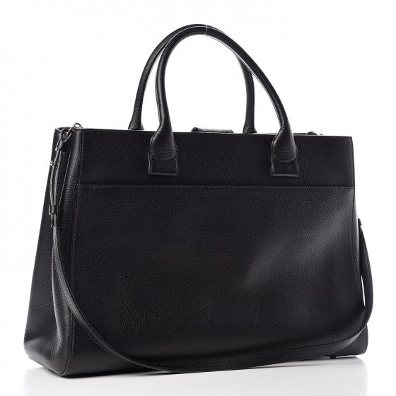 Grained Calfskin Large Neo Executive Shopper Tote Black