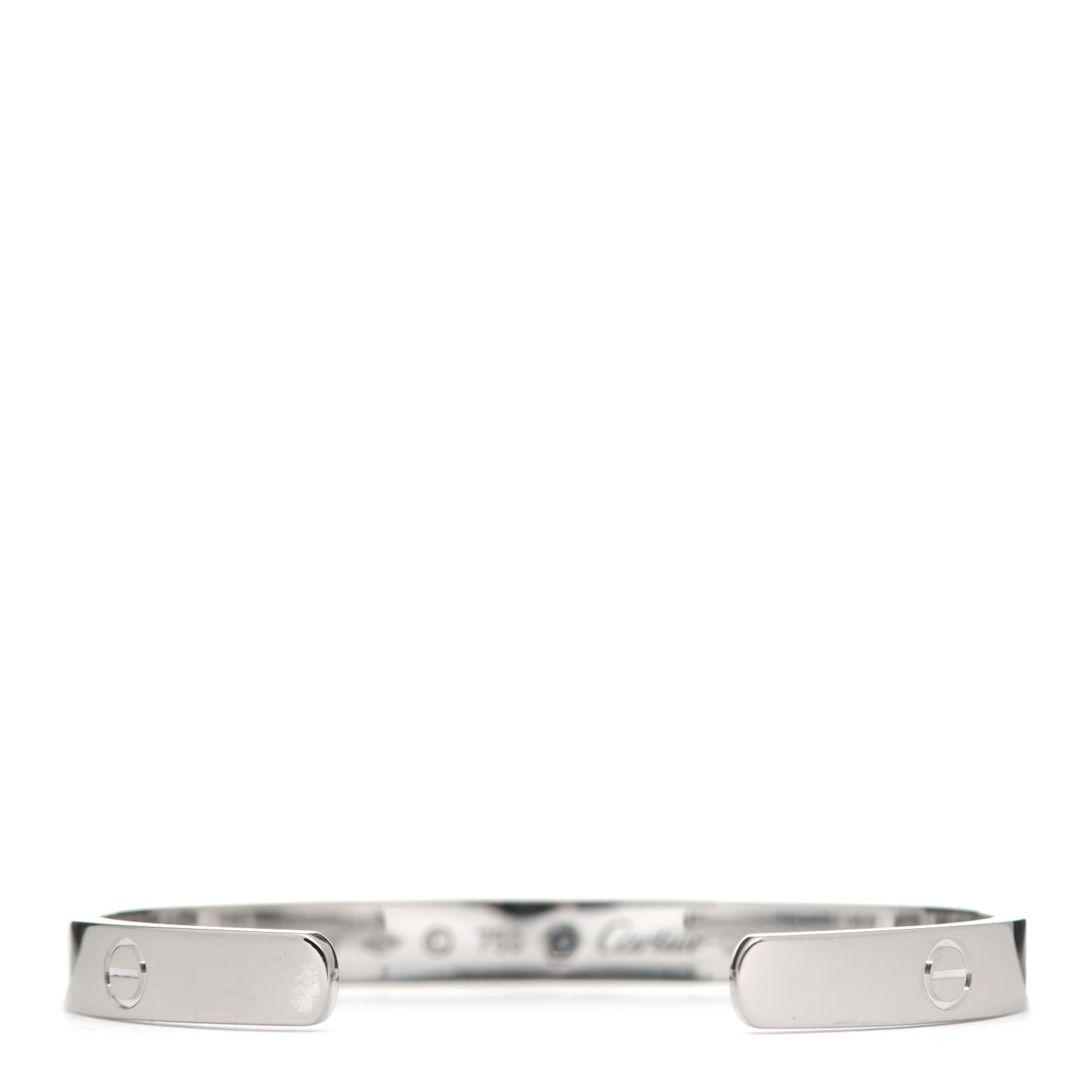 18K White Gold 1 Diamond LOVE Cuff Bracelet 17