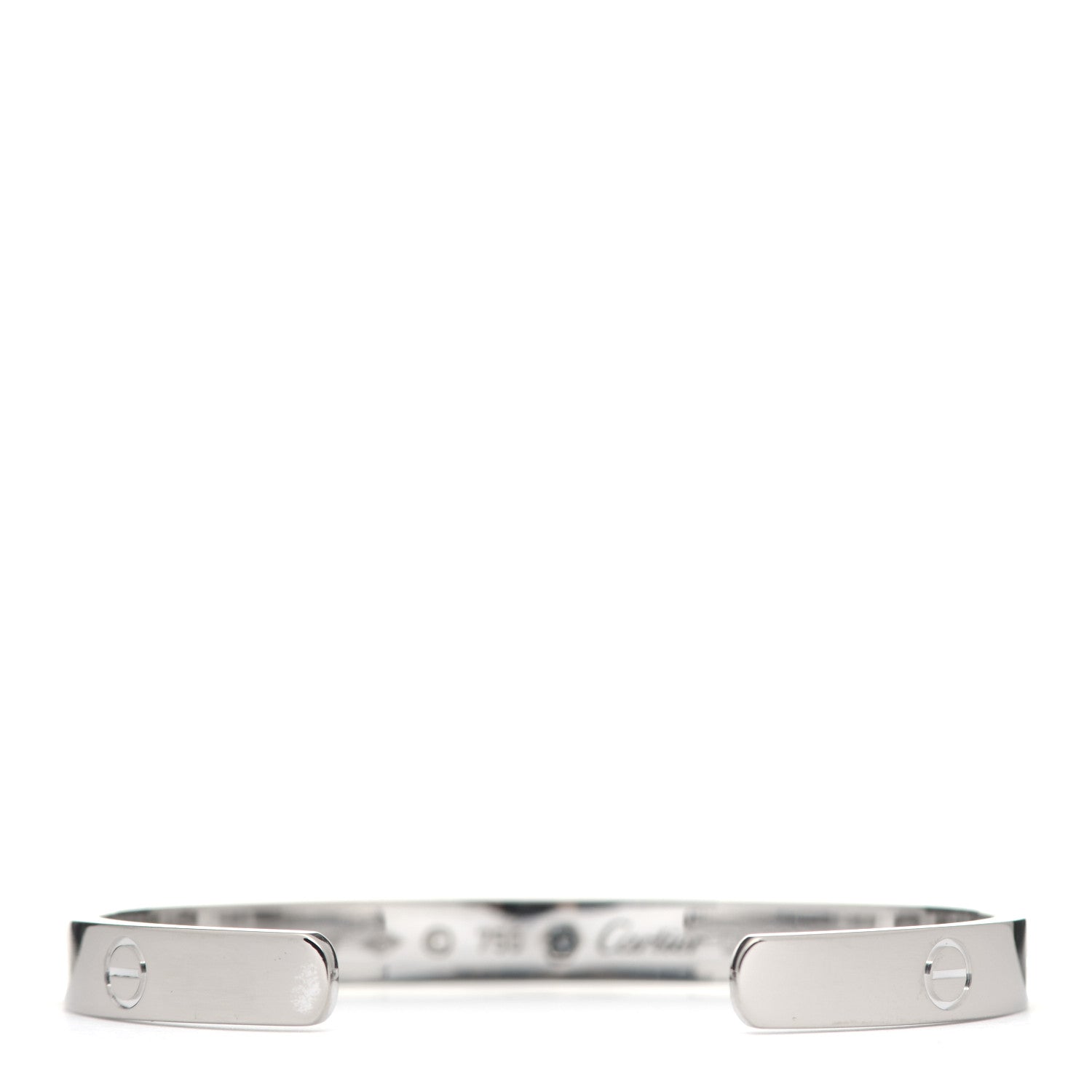 Cartier 18K White Gold 1 Diamond LOVE Cuff Bracelet 17 2 of 4