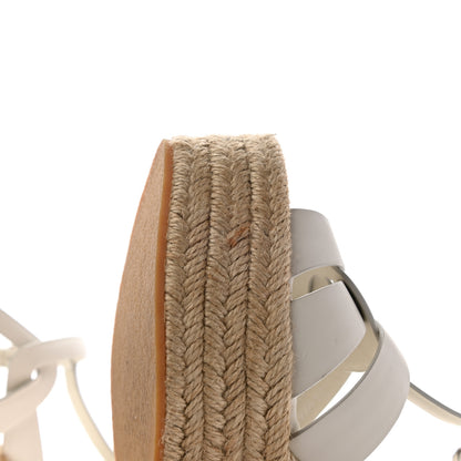 Saint Laurent Calfskin Tribute 95 Platform Espadrille Wedge Sandals 40.5 Porcellana 9 of 11