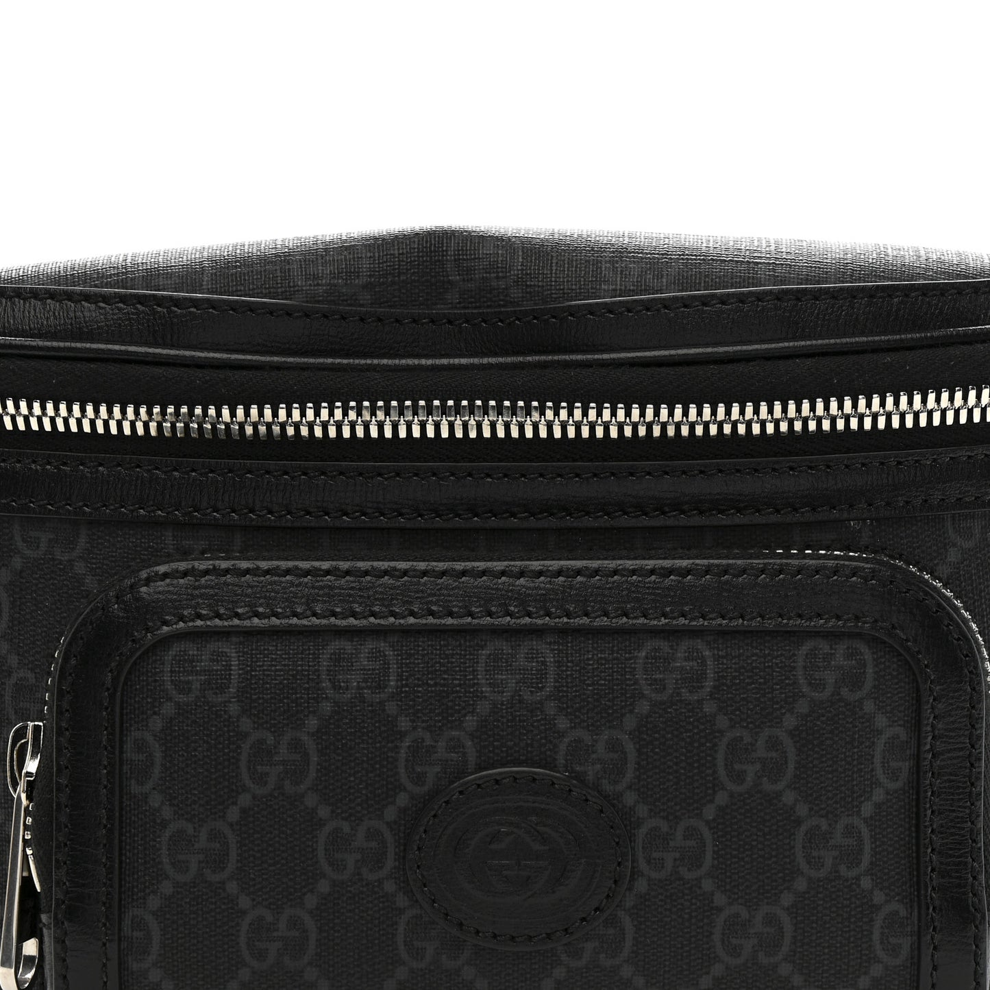 GG Supreme Monogram Textured Calfskin Retro Interlocking G Belt Bag Black