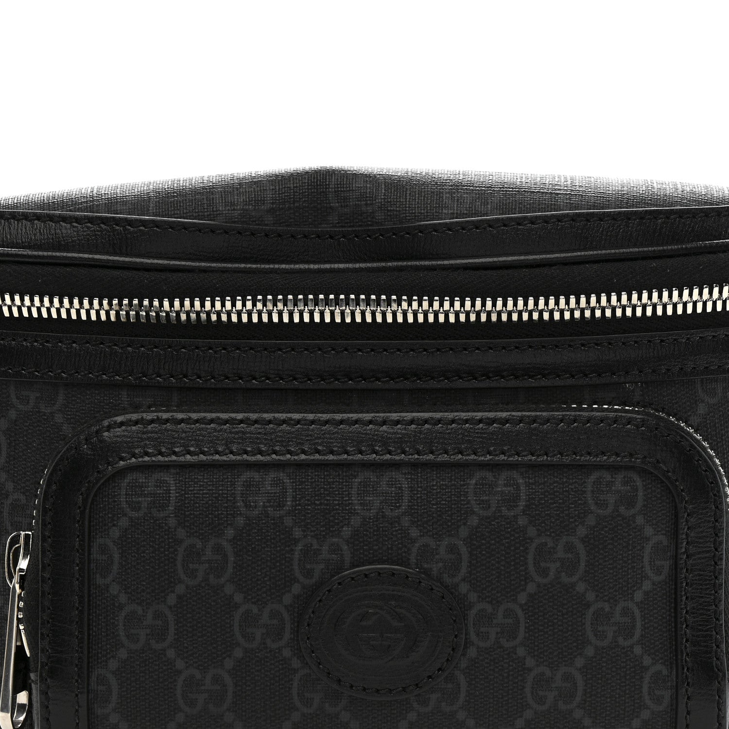 Gucci GG Supreme Monogram Textured Calfskin Retro Interlocking G Belt Bag Black 8 of 10