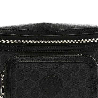 Gucci GG Supreme Monogram Textured Calfskin Retro Interlocking G Belt Bag Black 8 of 10