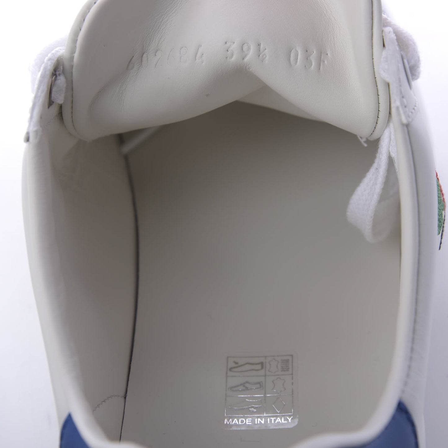 Calfskin Miro Soft Tennis Embroidered Womens Ace Sneakers 39.5 White Rio Blue