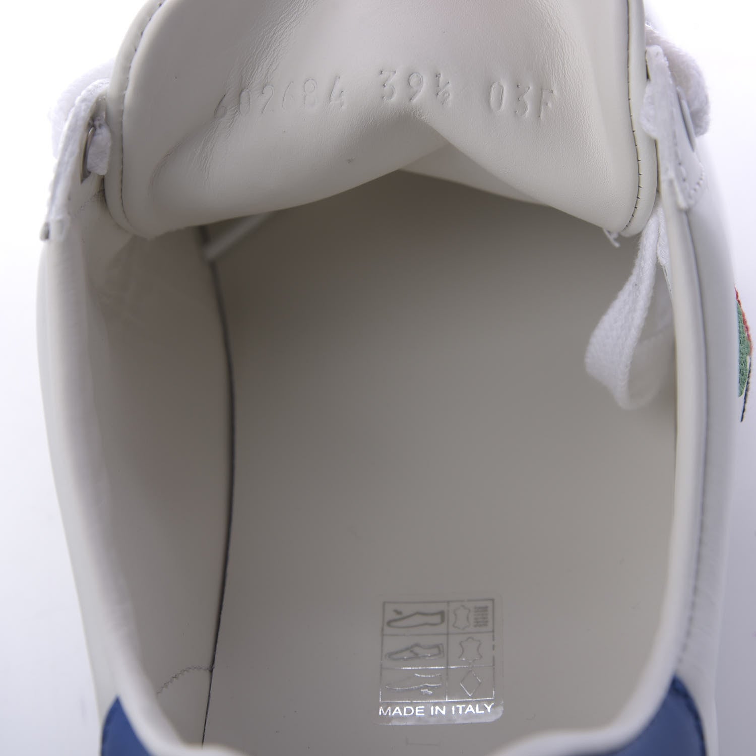 Gucci Calfskin Miro Soft Tennis Embroidered Womens Ace Sneakers 39.5 White Rio Blue 9 of 12