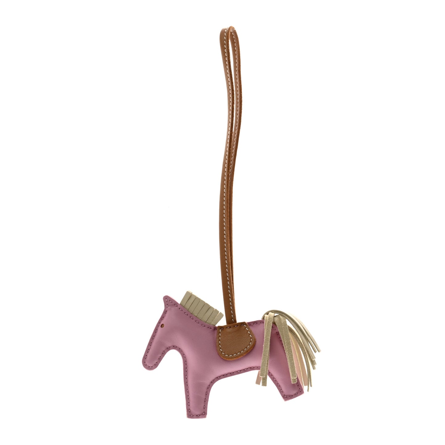 Milo Lambskin Grigri Rodeo Horse Bag Charm PM Mauve Sylvestre Craie Chai