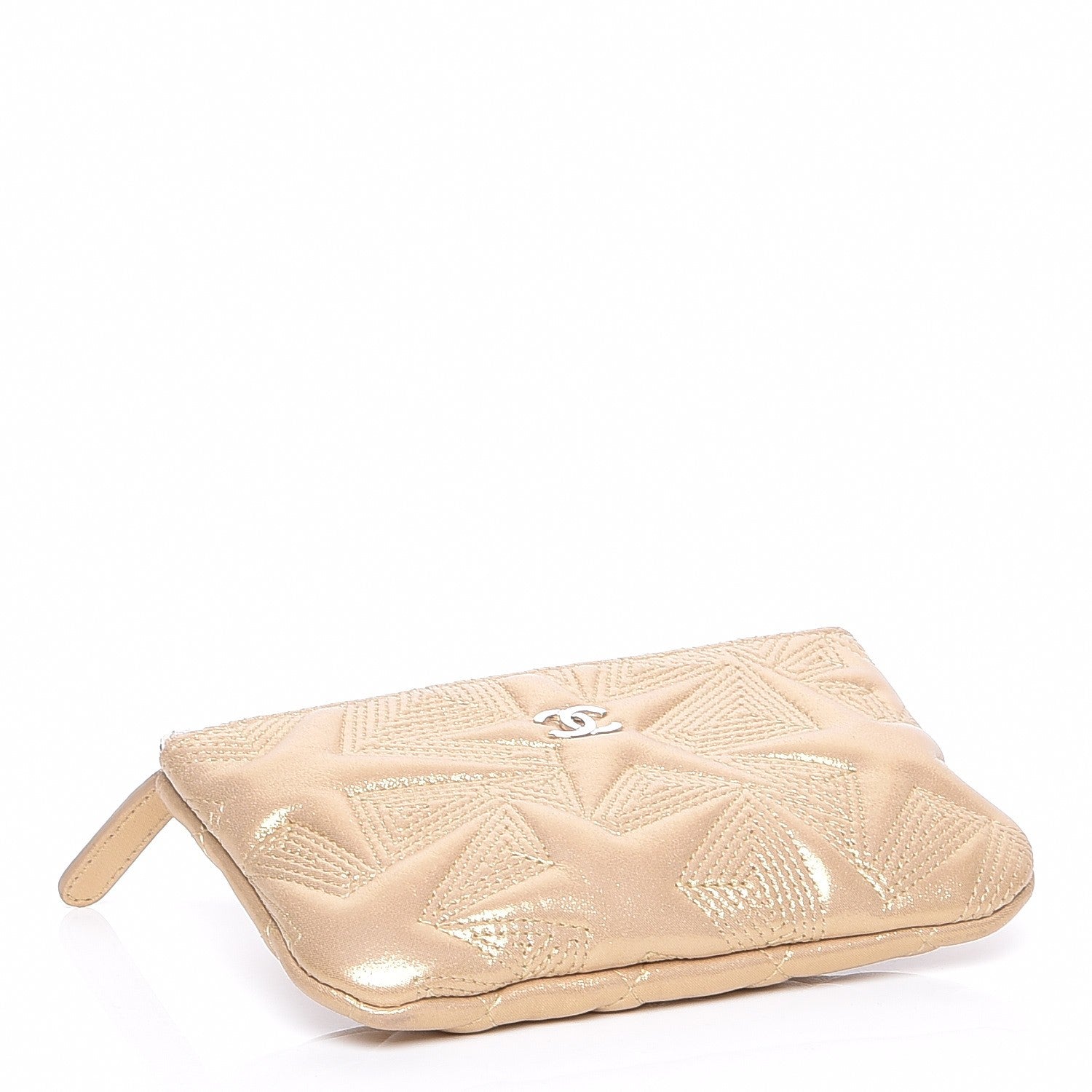 Chanel Metallic Lambskin Star Embossed Coin Purse Case Gold 4 of 7