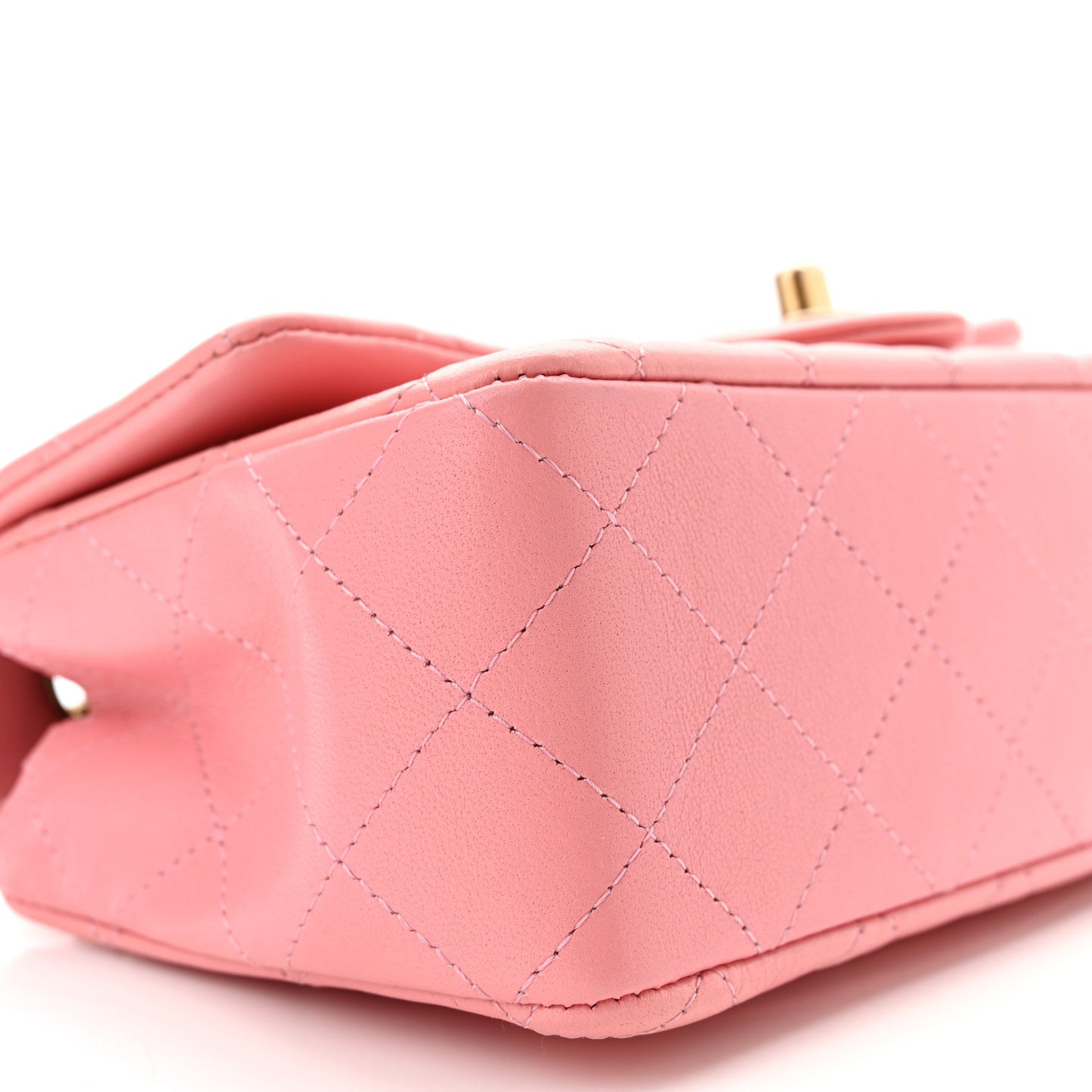 Lambskin Quilted Mini Rectangular Flap Pink