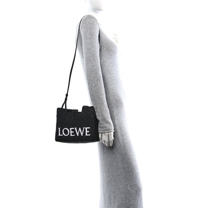 Loewe Raffia Small Paula's Ibiza Logo Tote Black White 3 of 10