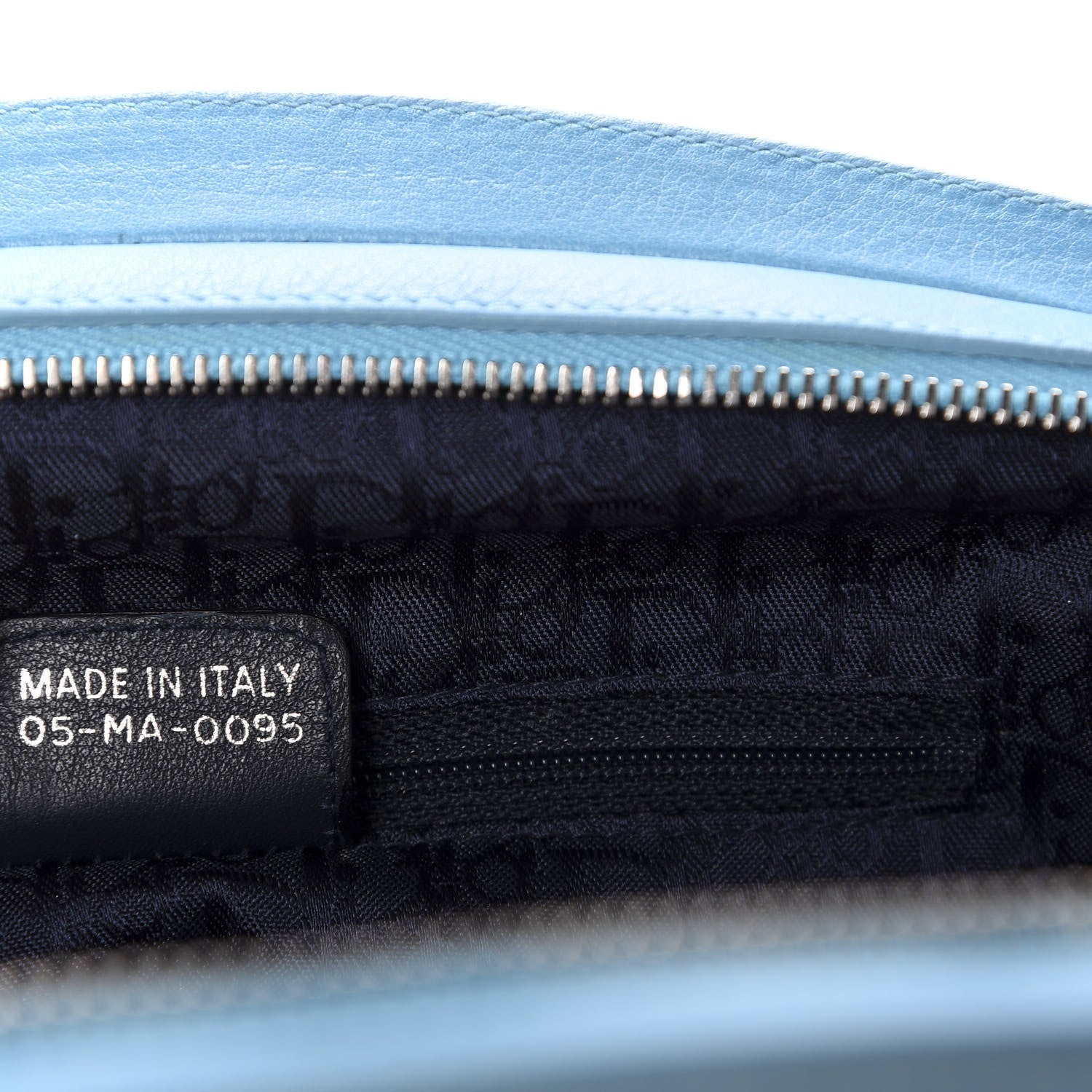 Christian Dior Calfskin Butterfly Pearls Frame Satchel Blue 9 of 13