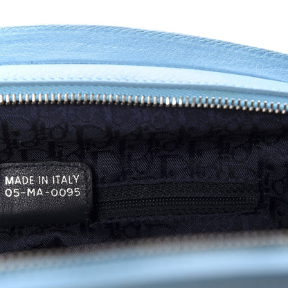 Christian Dior Calfskin Butterfly Pearls Frame Satchel Blue 9 of 13