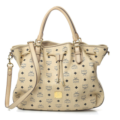 MCM Visetos Medium Drawstring Shopper Beige 1 of 12