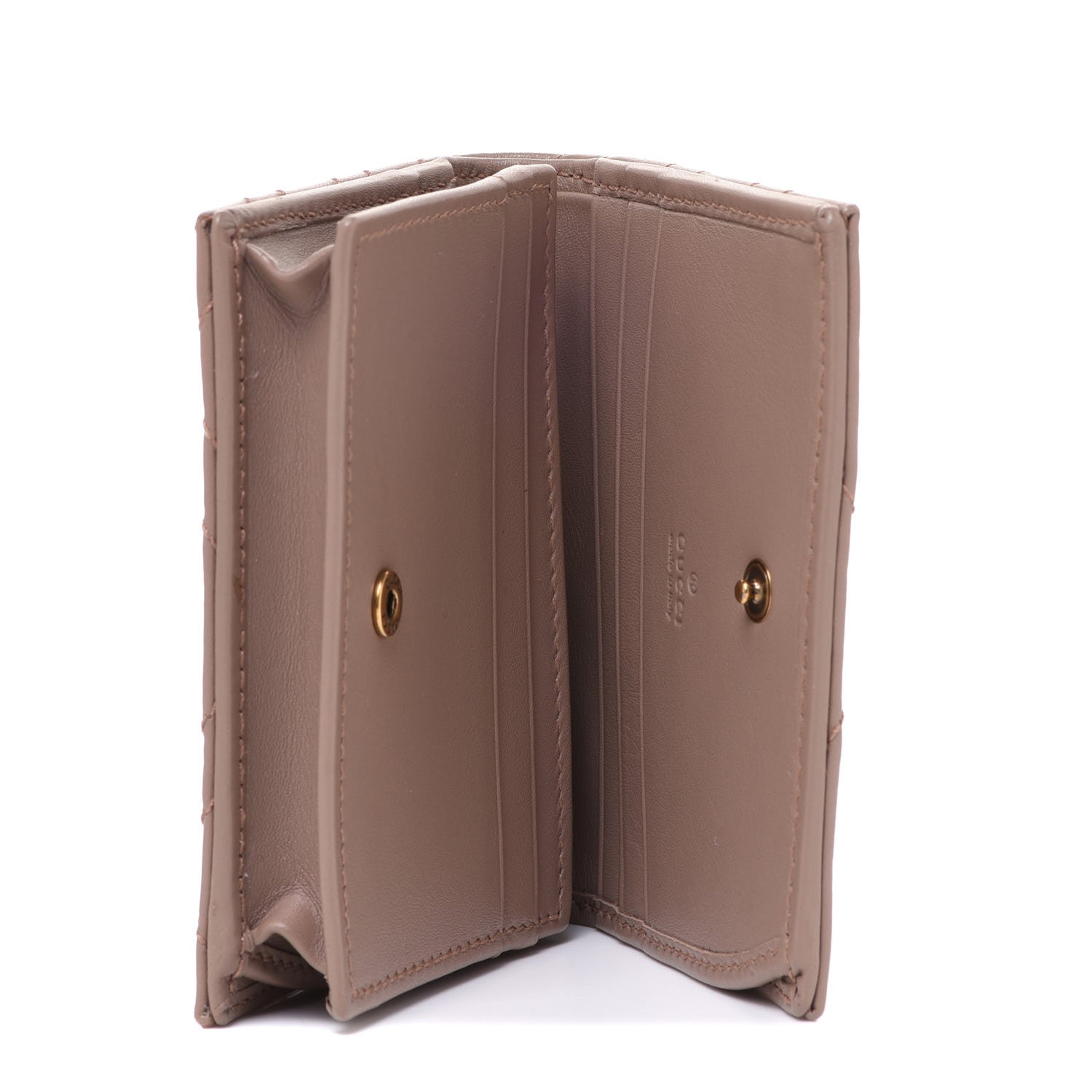 Gucci Calfskin Matelasse GG Marmont Card Case Wallet Porcelain Rose 5 of 8