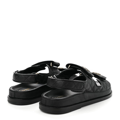 Chanel Grained Calfskin Velcro Dad Sandals 39 Black 4 of 8