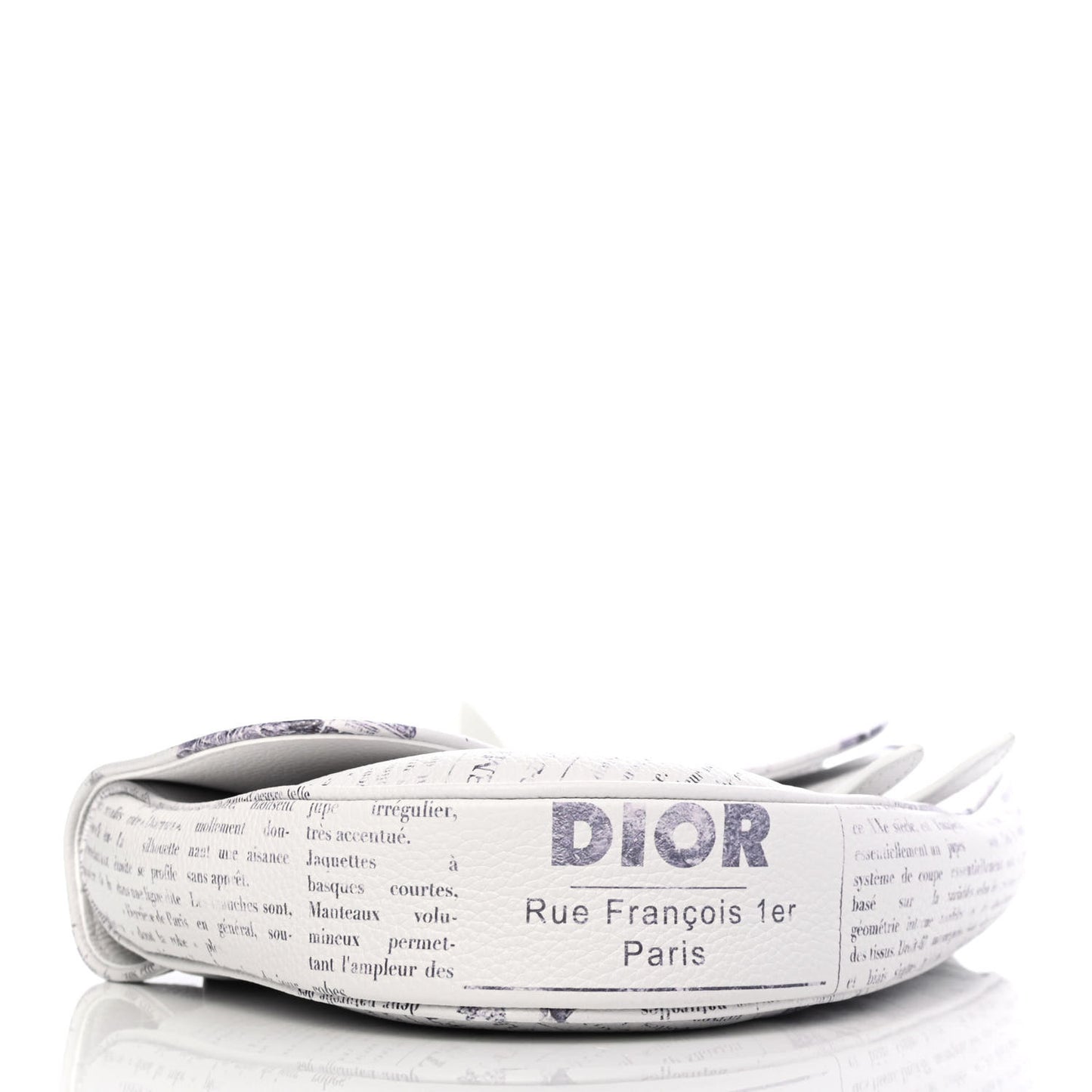 X DANIEL ARSHAM Grained Calfskin Newspaper Print Saddle Bag White