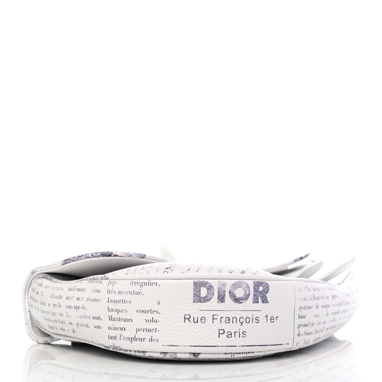 Christian Dior X DANIEL ARSHAM Grained Calfskin Newspaper Print Saddle Bag White 3 of 4