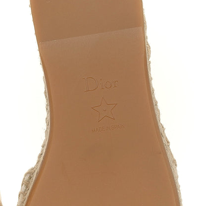 Christian Dior Canvas Embroidered Granville Espadrille Flat Slide Sandals 35 Ivory 8 of 10