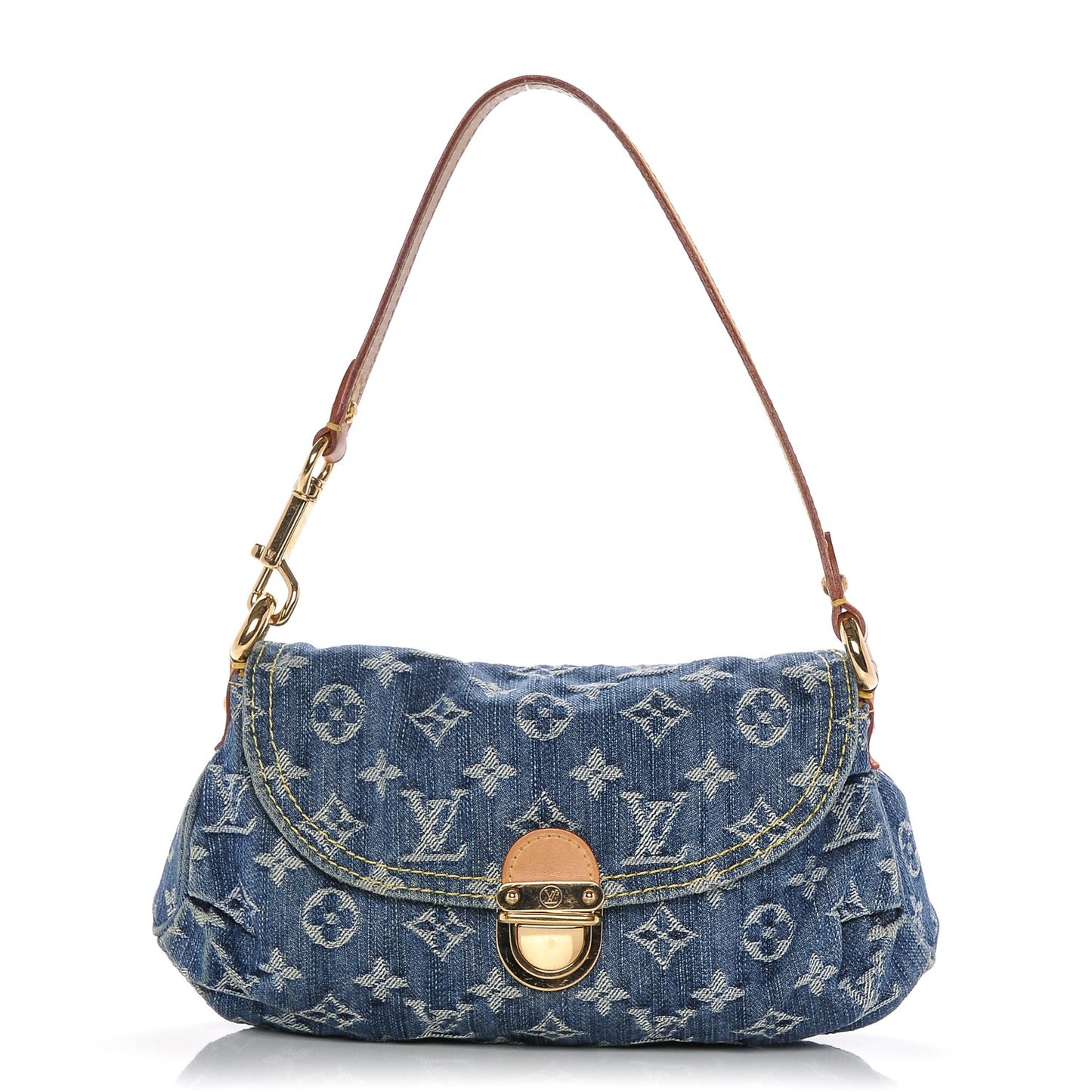 Monogram Denim Mini Pleaty Blue