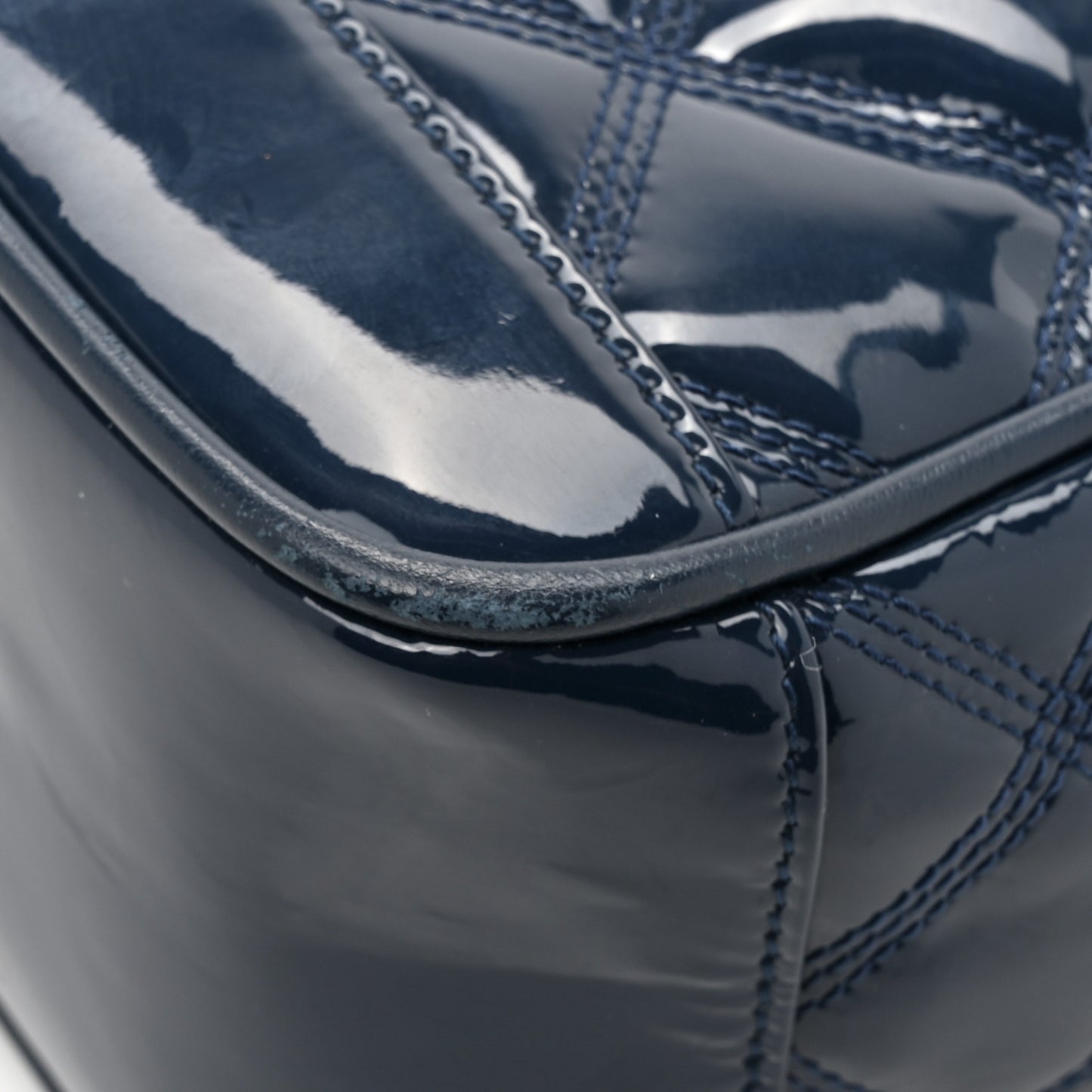 Patent Quilted 80's Vanity Bag Blue